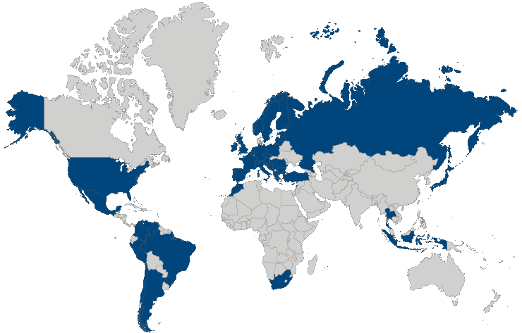 mappa del mondo: dove abbiamo rivenditori